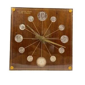 1964 Last United States Silver Coinage Analog Clock #72 Walnut MCM Numismatic